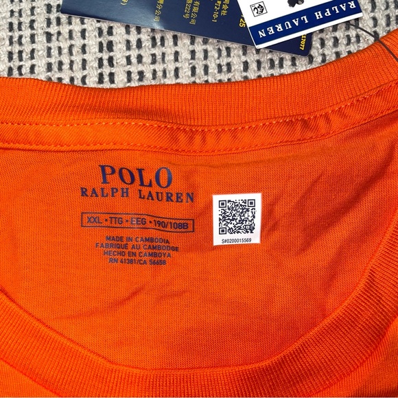 POLO RALPH LAUREN Men's Classic Fit Crew Neck T-Shirt Size XXL In Orange - Picture 2 of 5